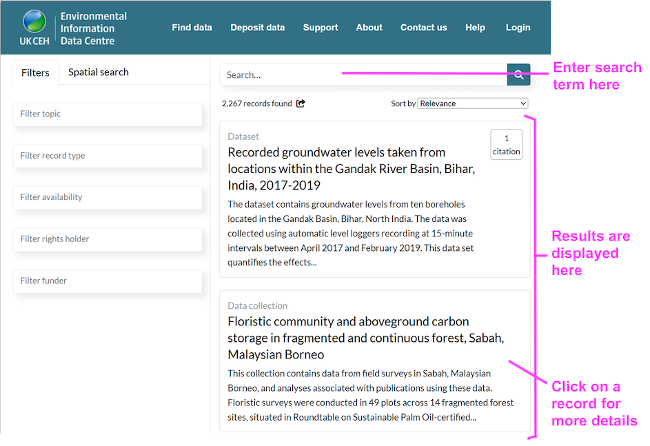 screenshot of search
